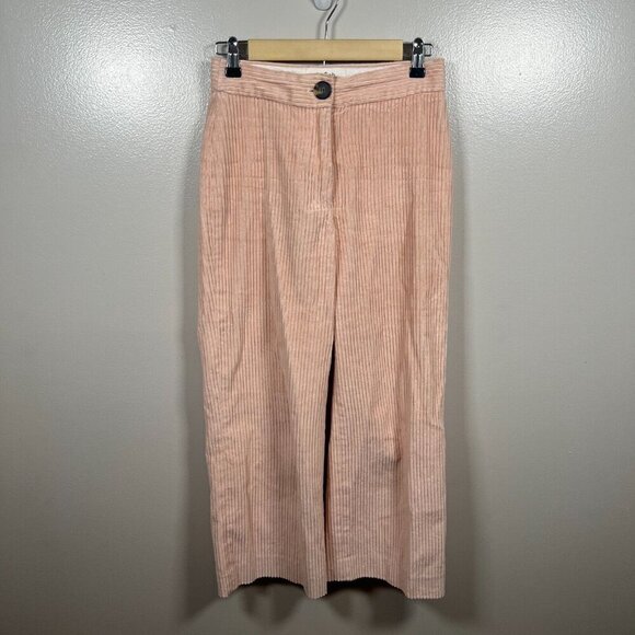 Ba&sh Corduroy Lady Pants Size 0 US 4 Pink Wide Leg Cropped High Rise - Picture 1 of 9